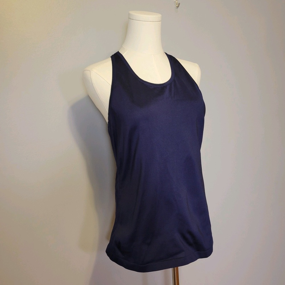 Ralph Lauren Purple Label Stretch Silk Racerback Tank Top Womens XL Blue $590